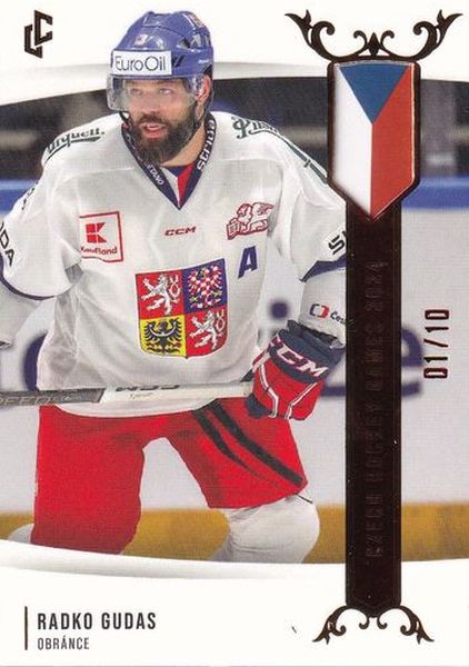 insert karta RADKO GUDAS 23-24 LC Golden Prague Belongs to Us Czech Hockey Games Red /10